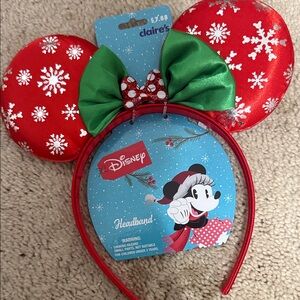 Disney Minnie Mouse Red and Green Snowflake Headband